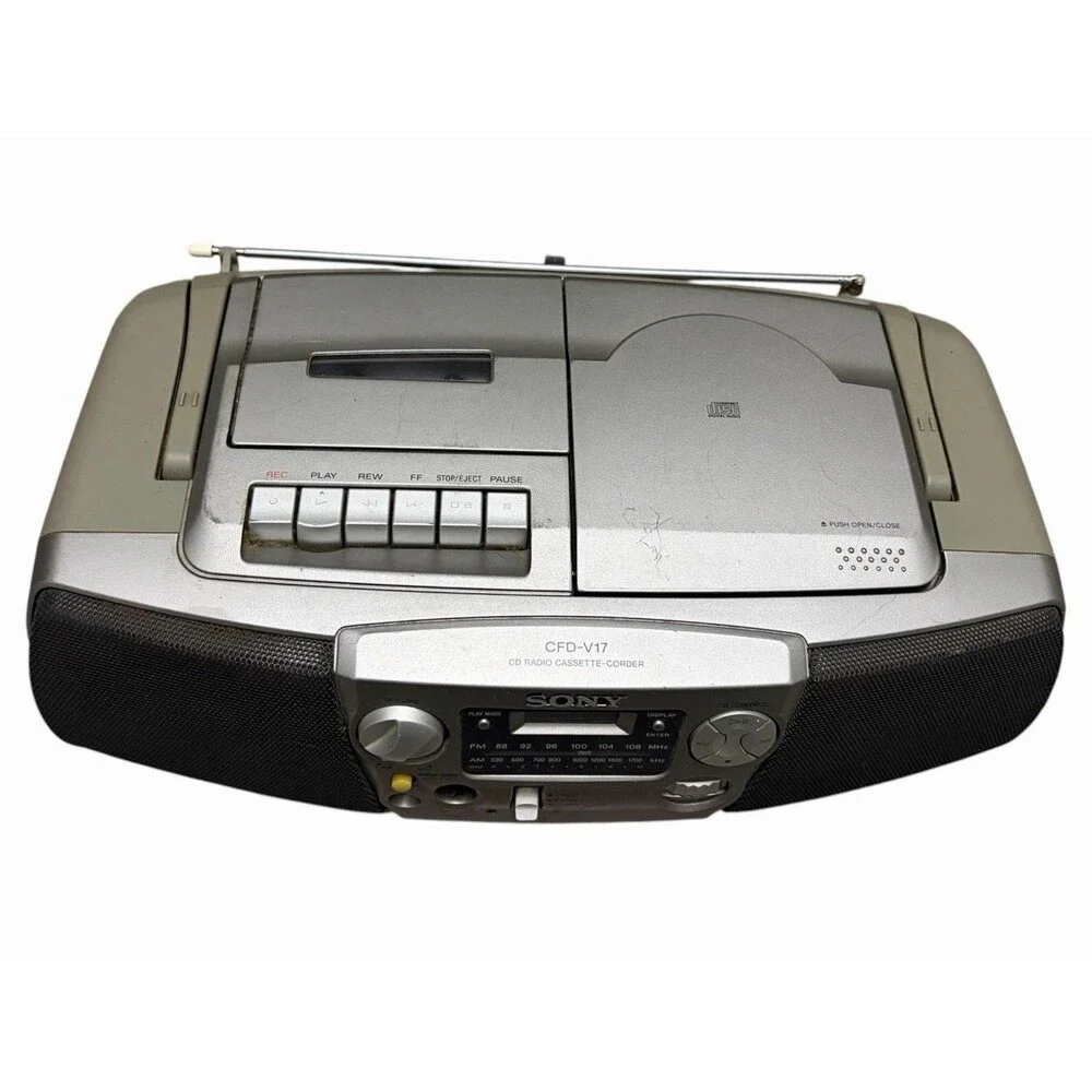 Sony CFD-V17 Portable Mega Bass AM-FM Radio CD Cassette Recorder Boombox